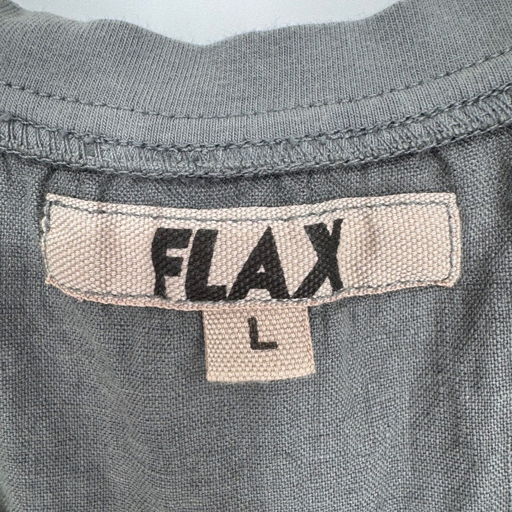 FLAX Serene Linen Maxi Sleeveless Dress In Slate Grey Size L Lagenlook Coastal - Picture 5 of 8